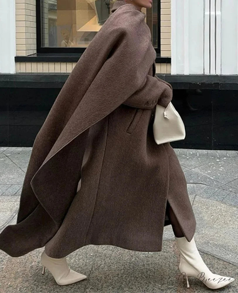 Street Womens Lapel Double-Breasted Coat overcoats-241228