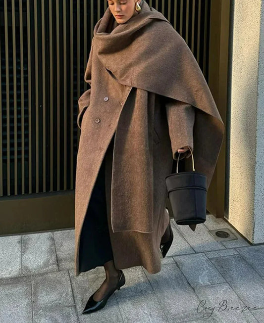 Street Womens Lapel Double-Breasted Coat overcoats-241228