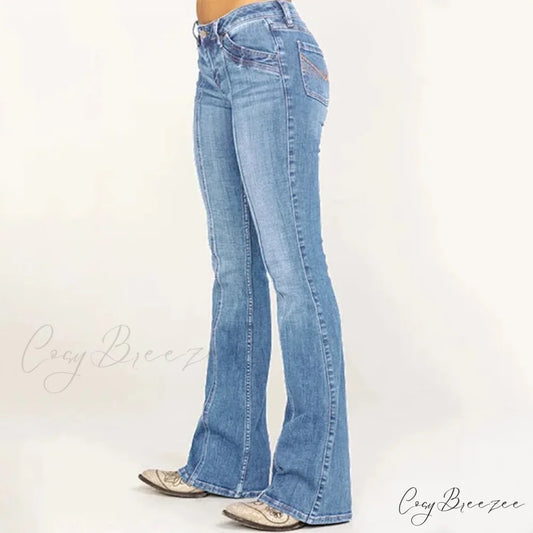 Stretch Casual Flare Women’s High Waisted Butt-lifting 2024 Spring Summer for Woman Streetwear Raw Edge Flared Denim