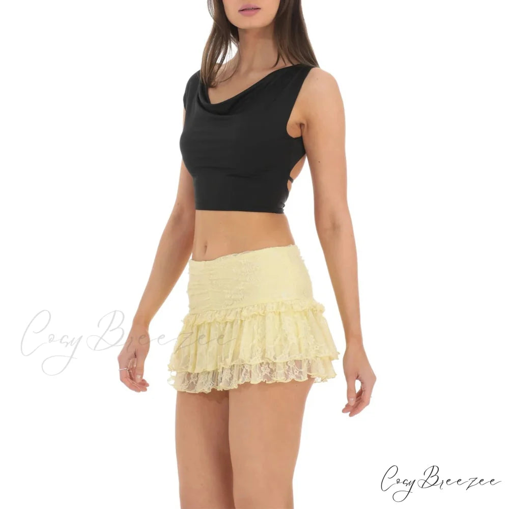 Stretch High Waist Flounce Skirt skirts-250223