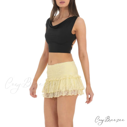 Stretch High Waist Flounce Skirt skirts-250223