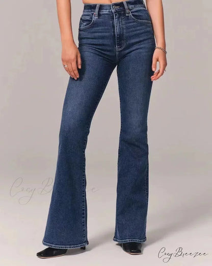 Stretch High Waist Slimming Skinny Flare Women’s Casual Fashion Slim fit Small Summer 2024 New Jean Dark Blue / S