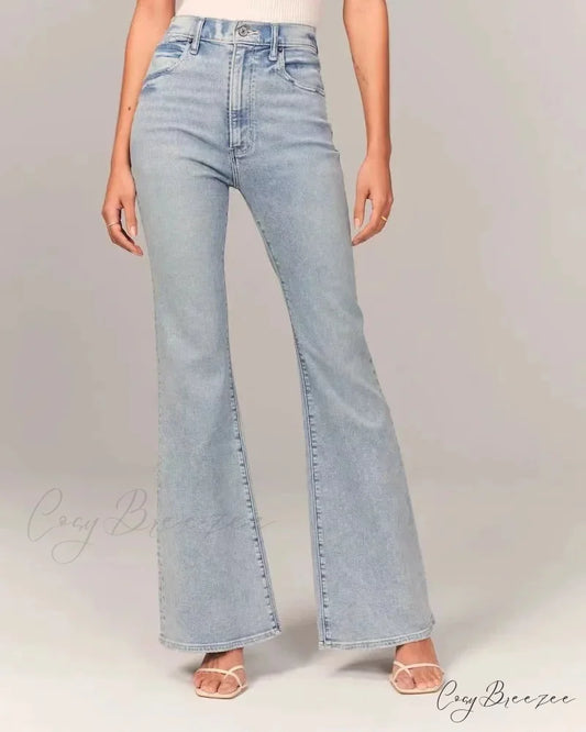 Stretch High Waist Slimming Skinny Flare Women’s Casual Fashion Slim fit Small Summer 2024 New Jean Light blue / S