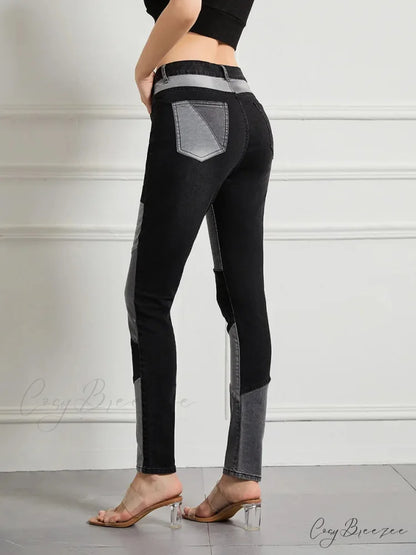 Stretch Patchwork Slim Fashion Vintage Streetwear Denim Jean
