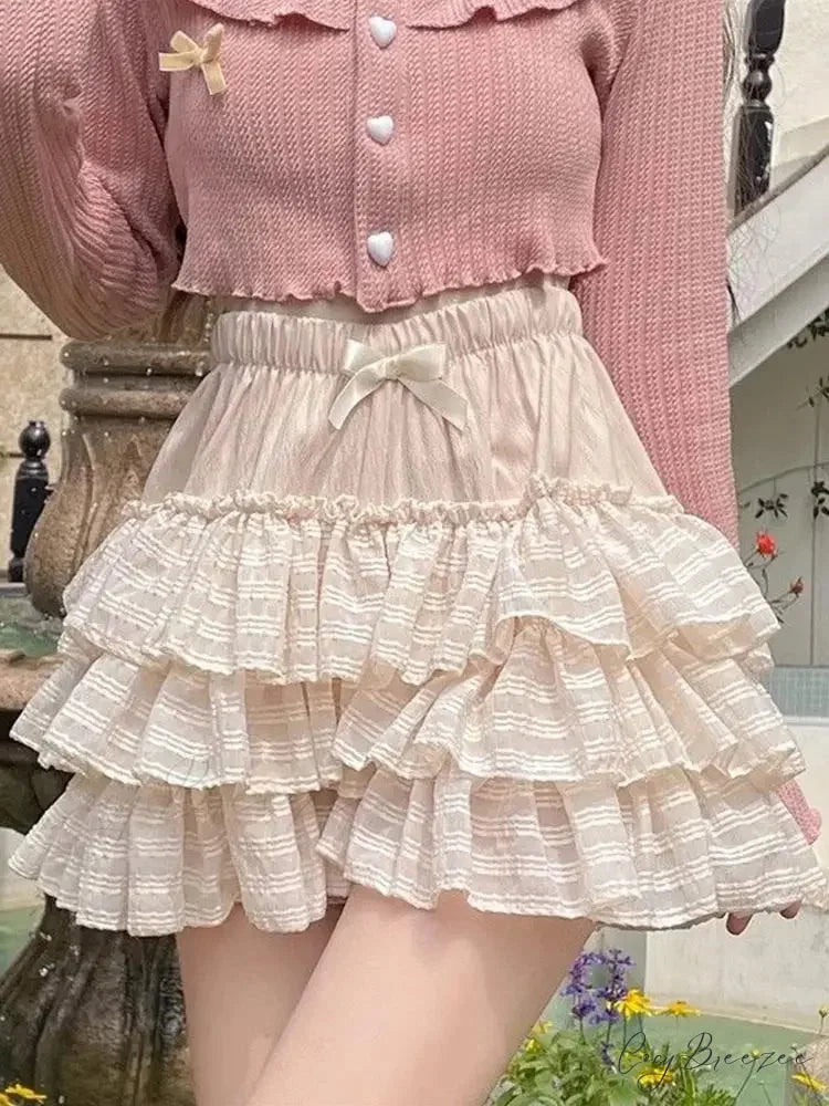 Stretch Waist Lace Skirt apricot / S skirts-250223