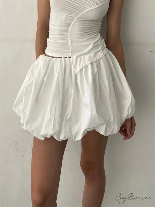 Stretch Waist Plain Tutu Skirt white / S skirts-250223