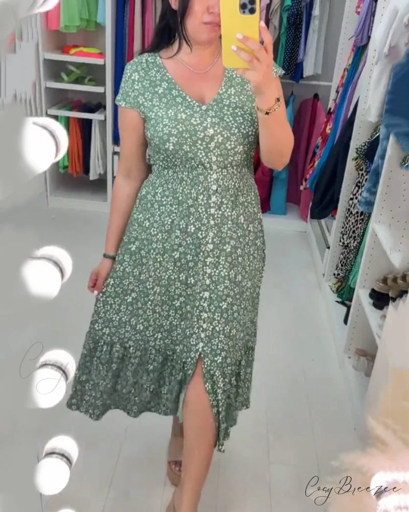 Stretchable Floral Print Dress