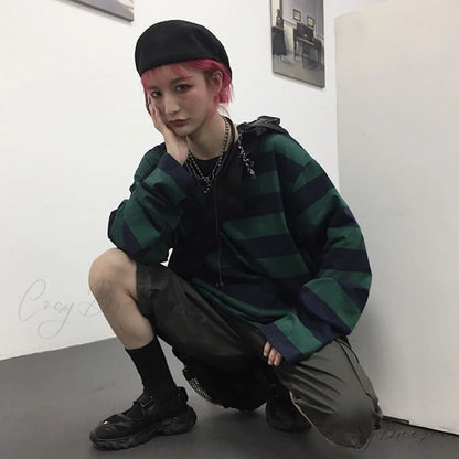 Stripe Long Grunge Arm Tee