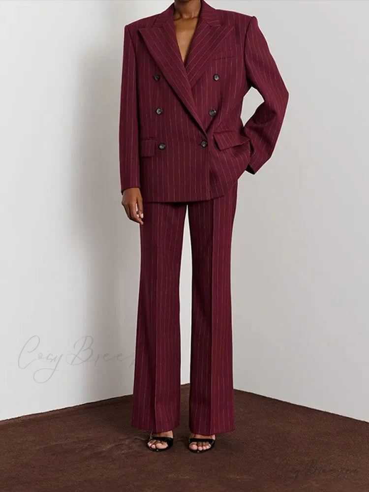 Stripe Print Blazer Coat coats-241228