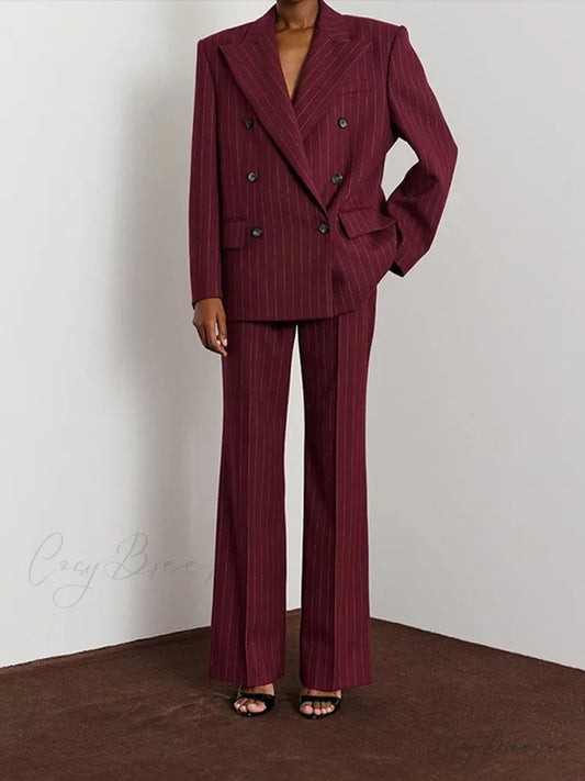 Stripe Print Blazer Coat coats-241228