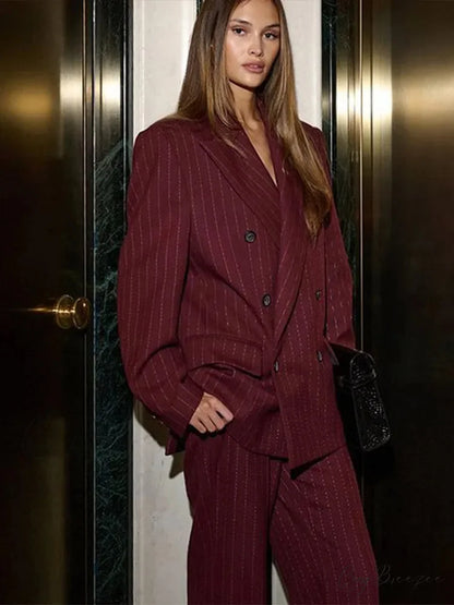 Stripe Print Blazer Coat Red suit / S coats-241228