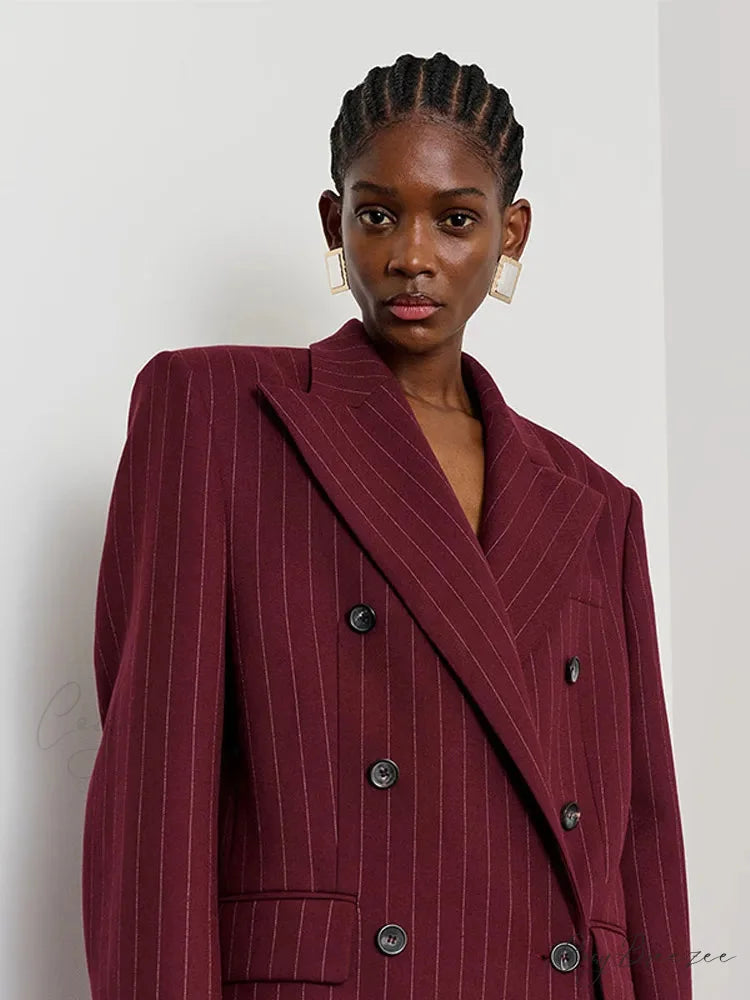 Stripe Print Blazer Coat red top / S coats-241228