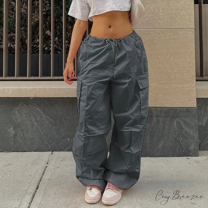 Stripe Pull-Tie Spacious Casual Sweatpant Pant Grey / L pant-250223