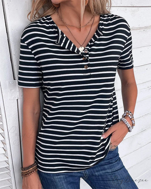 Striped Arm Brief Tee Black / S