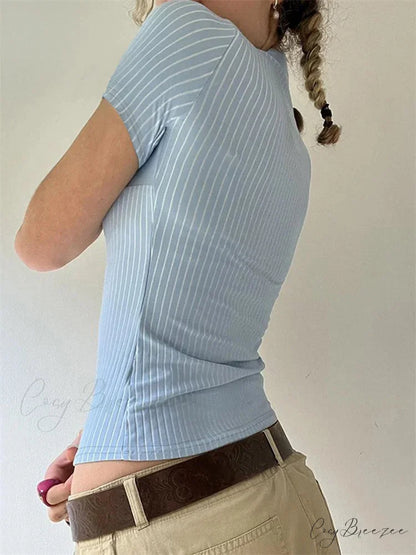 Striped Button-Up Slim Fit Shirt blouse-250223