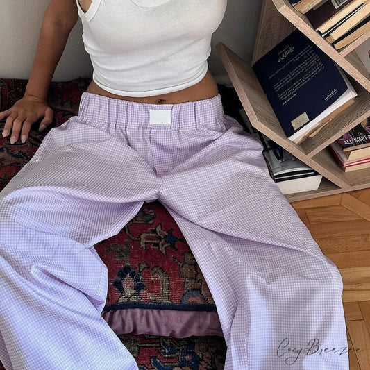 Striped Casual Preppy Everyday Wear Pant PURPLE / S pant-250223