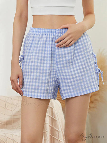 Striped Cutout Tie-Up Bow Shorts short-250223