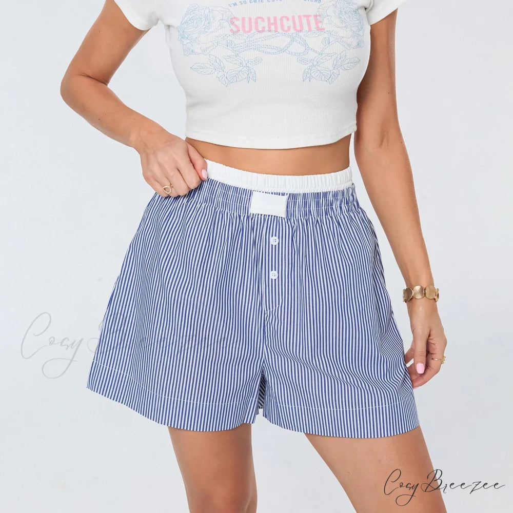 Striped Double-Layered Pajama Shorts