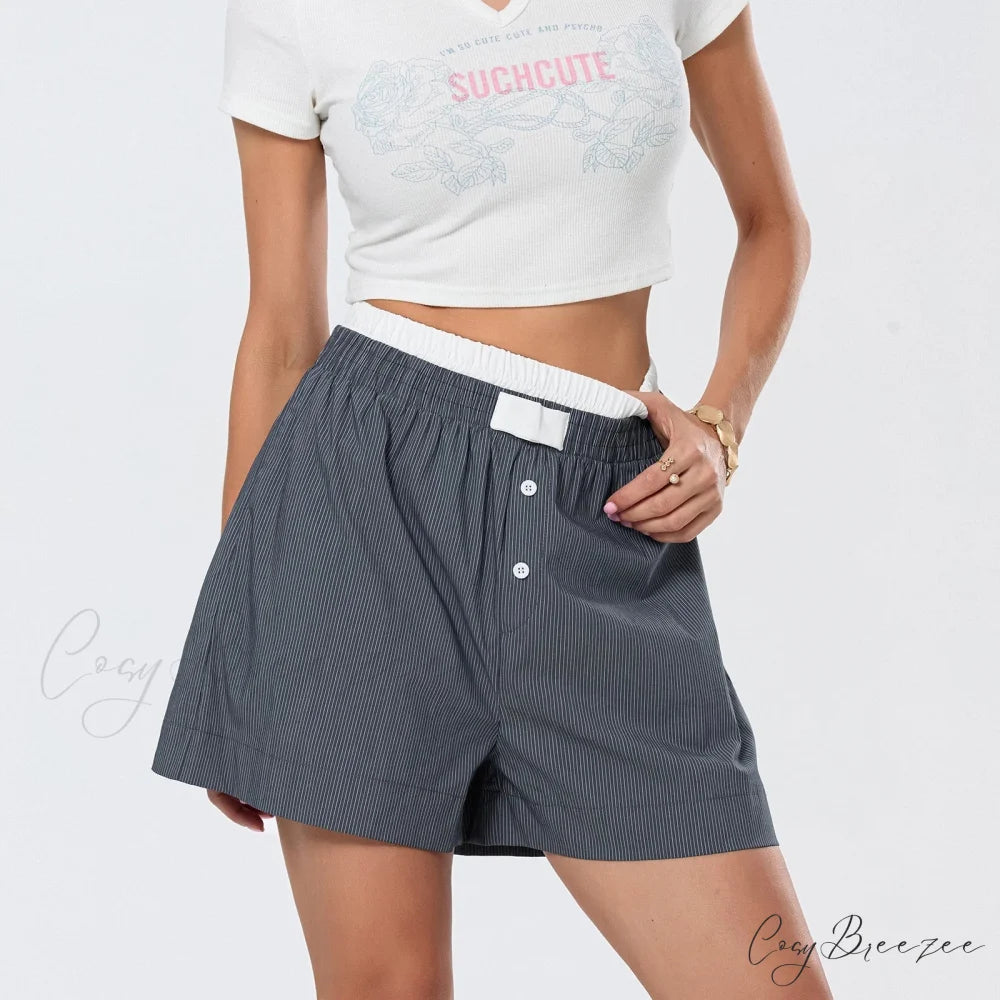 Striped Double-Layered Pajama Shorts