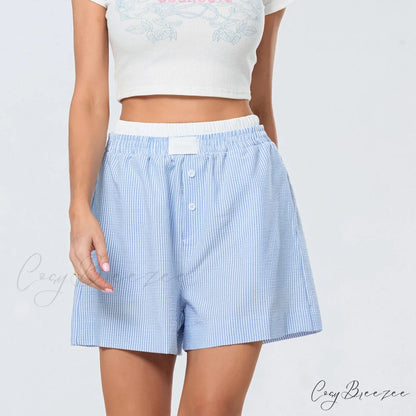 Striped Double-Layered Pajama Shorts