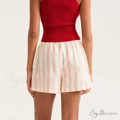 Striped Drawstring Pocket Shorts short-250223