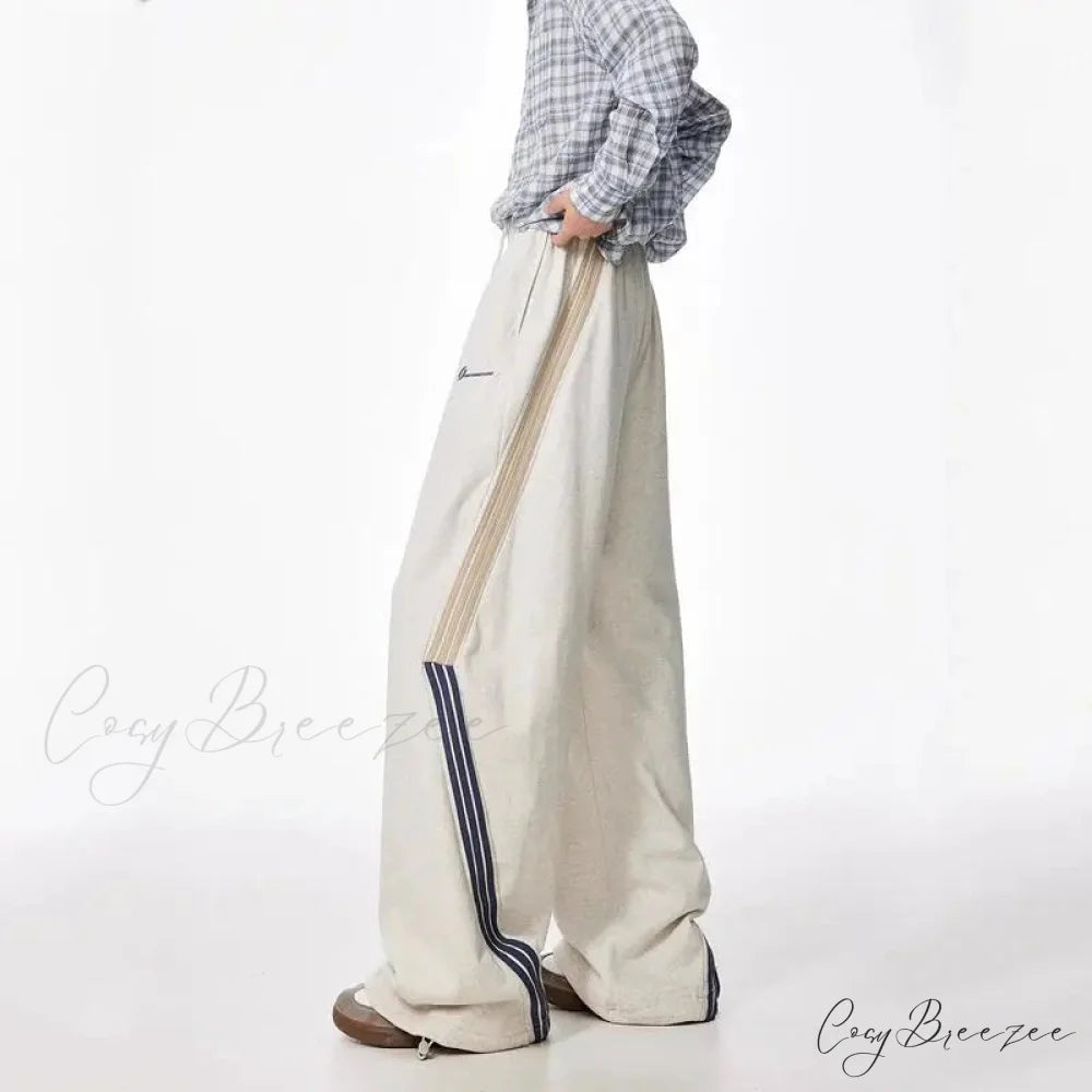 Striped Drawstring Vintage High Waist Pants pants-241228