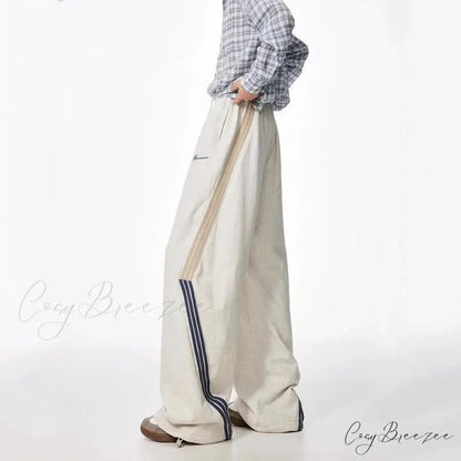 Striped Drawstring Vintage High Waist Pants pants-241228