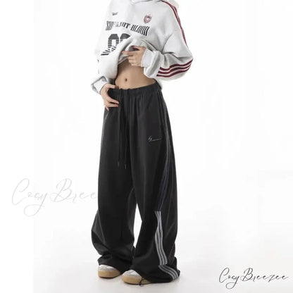 Striped Drawstring Vintage High Waist Pants pants-241228