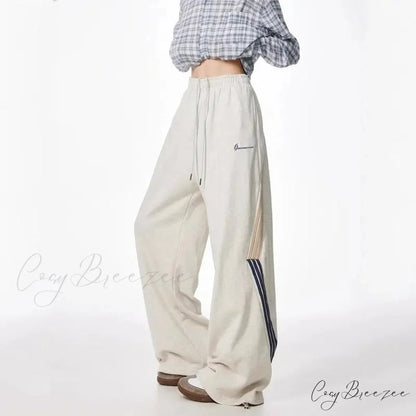 Striped Drawstring Vintage High Waist Pants GRAY / M pants-241228