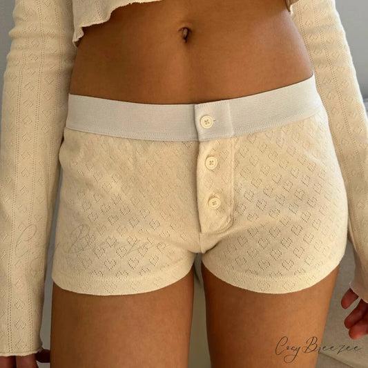 Striped Fastened Elevated-Waist Short short-250223