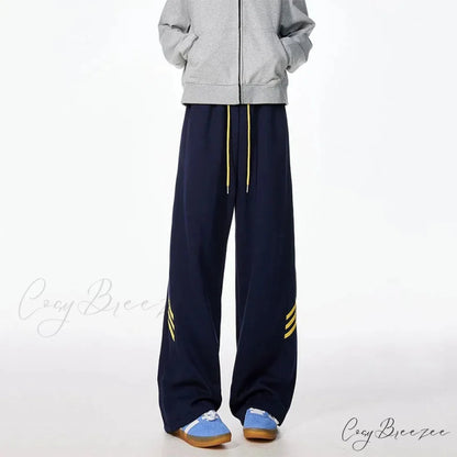 Striped Fleece Motion Loose Pants pants-241228