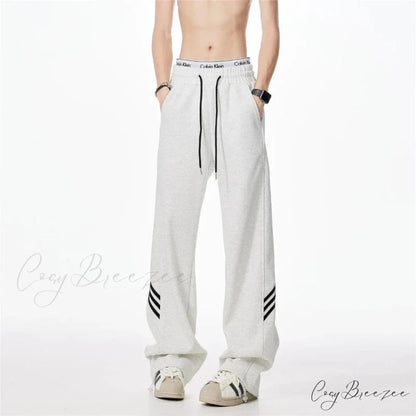 Striped Fleece Motion Loose Pants Dark Blue / S pants-241228