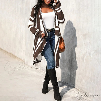 Striped Hooded Cardigan