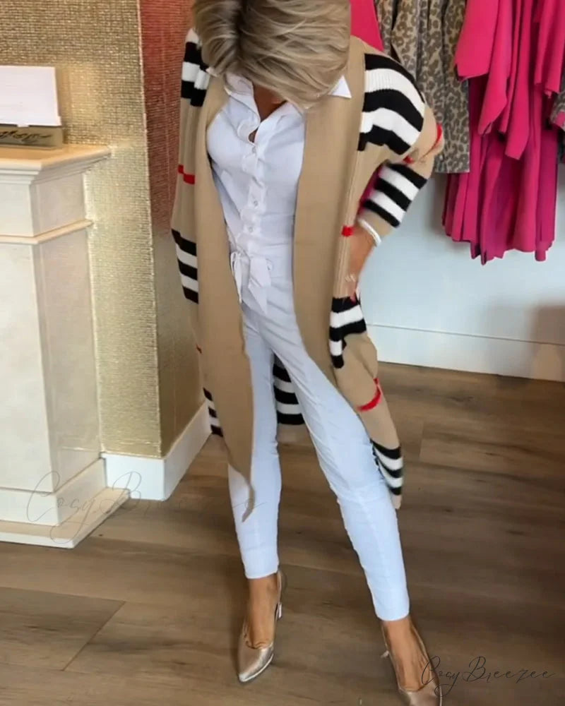 Striped Long Arm Cardigan