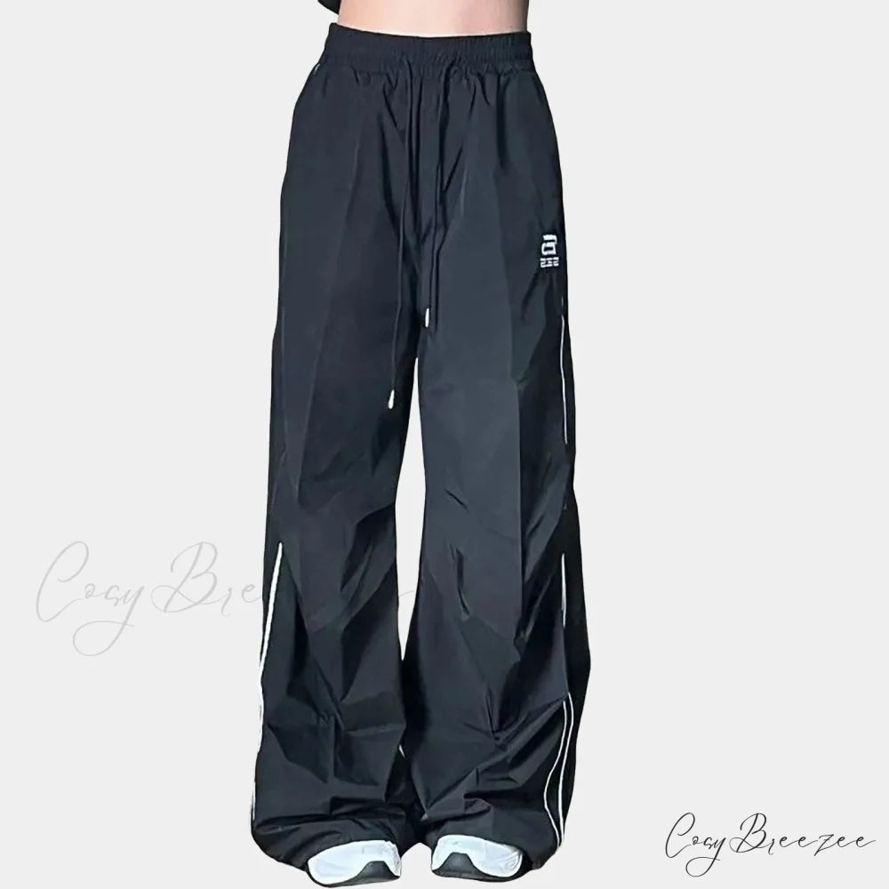 Striped Nightwear Casual Stretchy Waist Pant Black / M pant-250223