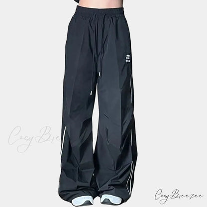 Striped Nightwear Casual Stretchy Waist Pant Black / M pant-250223