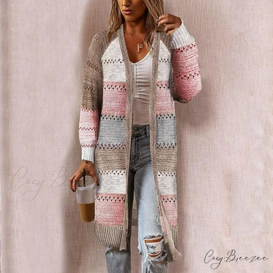 Striped Patchwork Cardigan Pink / S