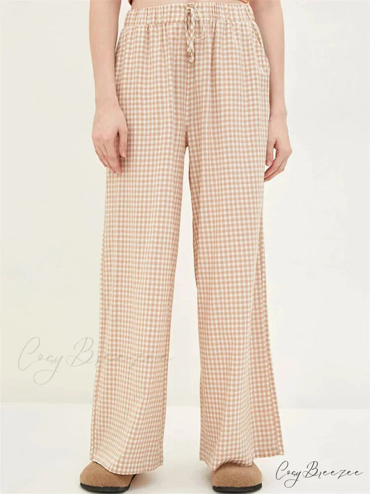 Striped Pattern Elevated-Waist Spacious Pocketed Pant CREAMYELLOW / S pant-250223