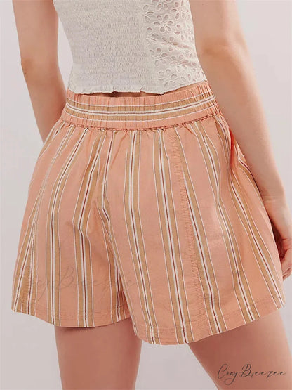 Striped Pocket Casual Shorts short-250223