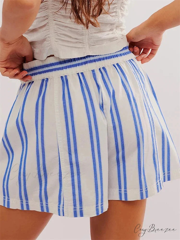 Striped Pocket Casual Shorts short-250223