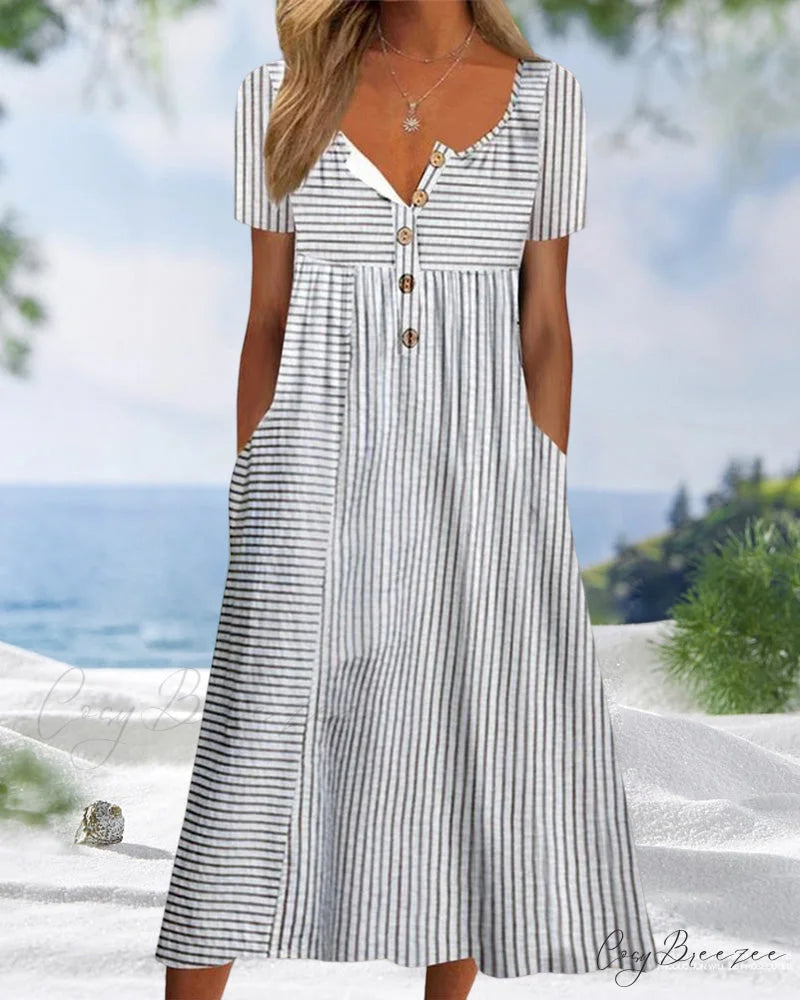 Striped Short Sleeve Dress