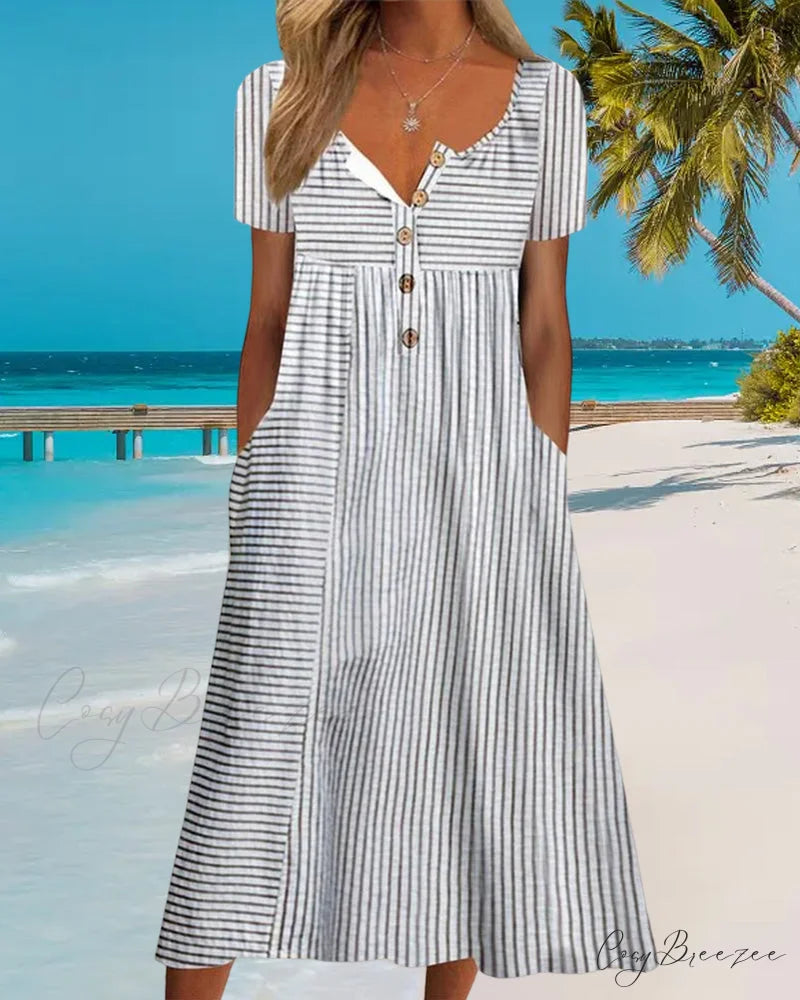 Striped Short Sleeve Dress