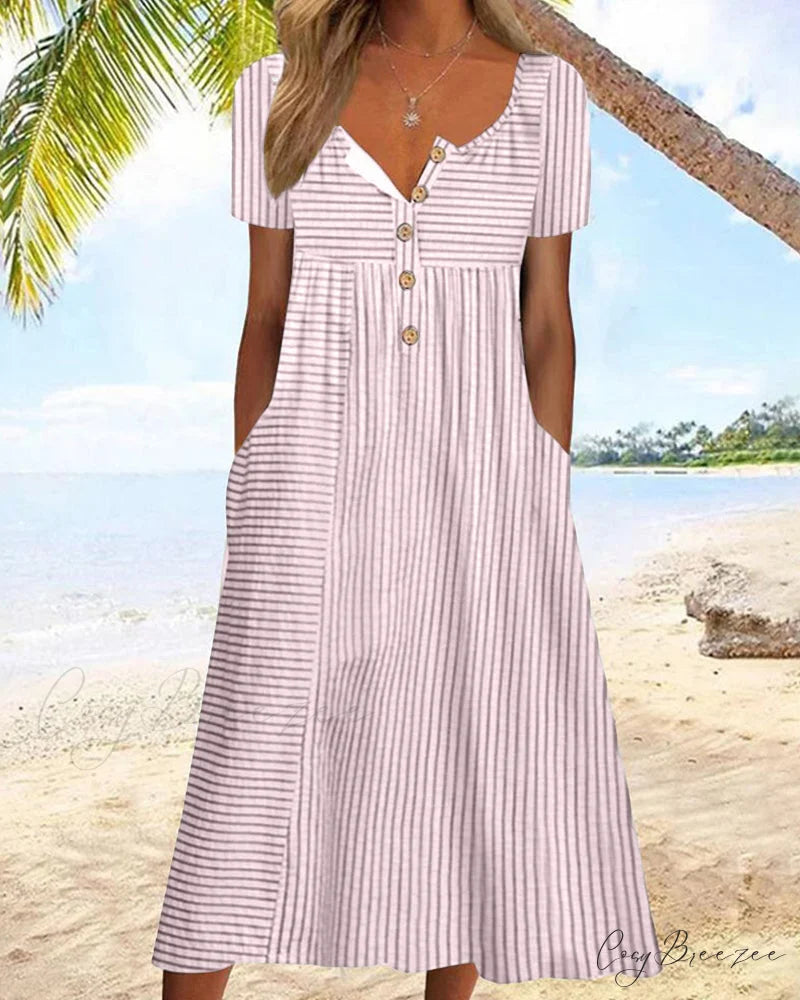 Striped Short Sleeve Dress