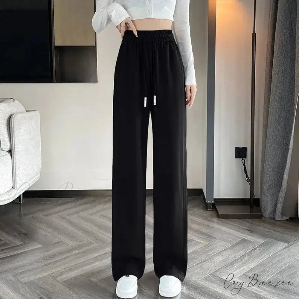 Striped Sports Relaxed High Waist Pants pants-241228