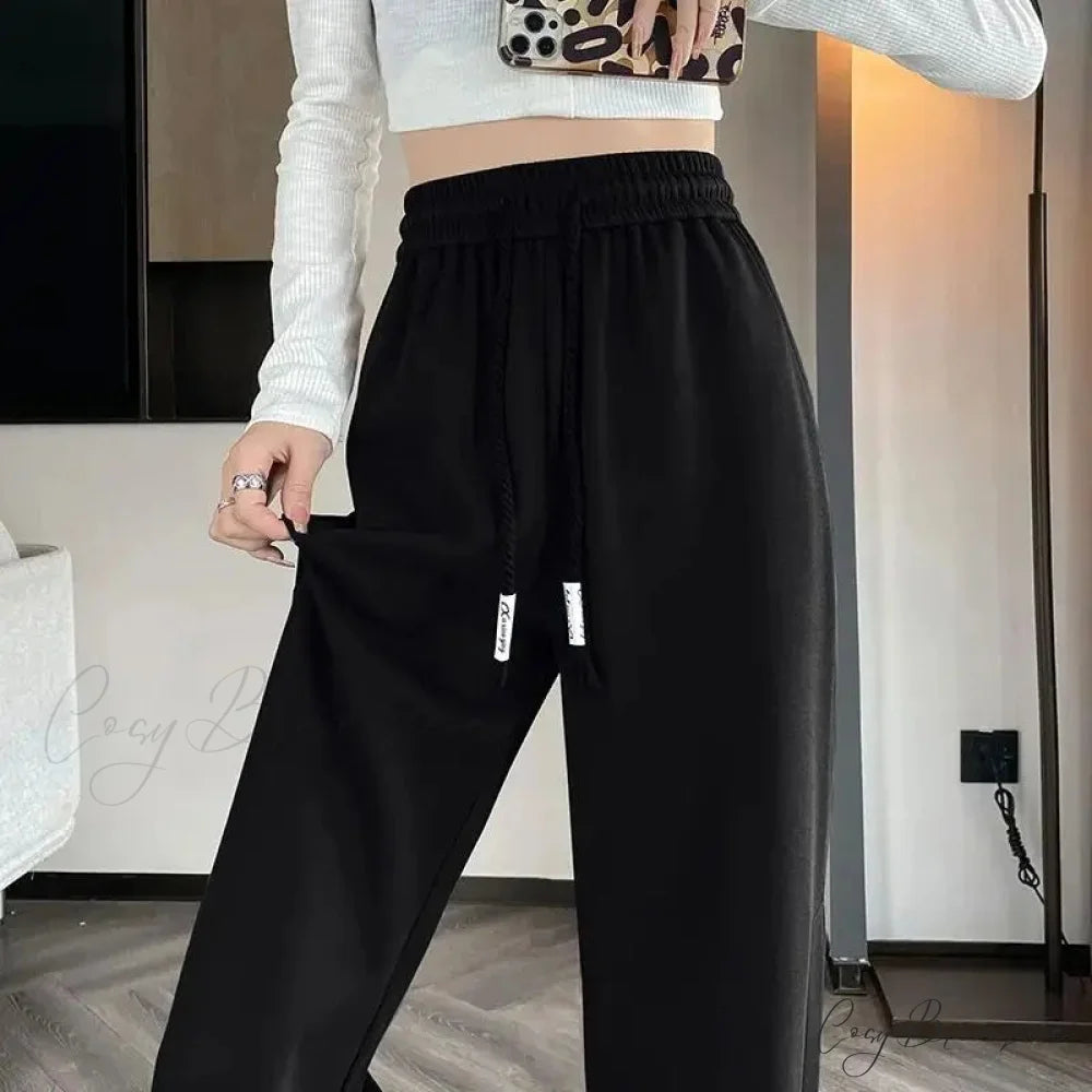 Striped Sports Relaxed High Waist Pants pants-241228