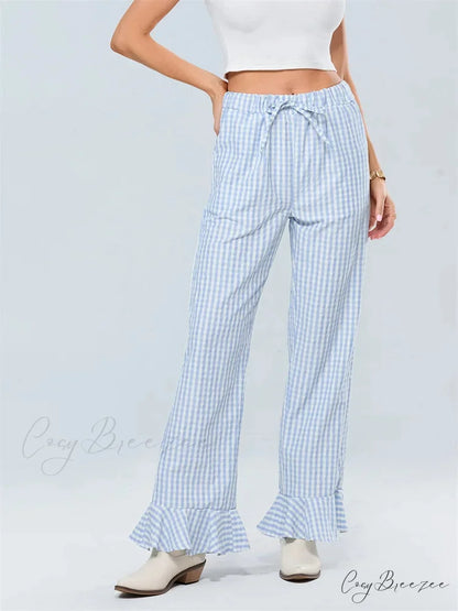 Striped Tie-Up Stretchy Waist Relaxed Casual Pant pant-250223