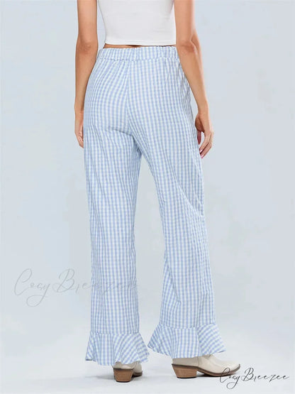 Striped Tie-Up Stretchy Waist Relaxed Casual Pant pant-250223