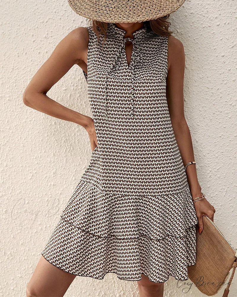 Striped V-neck Dress