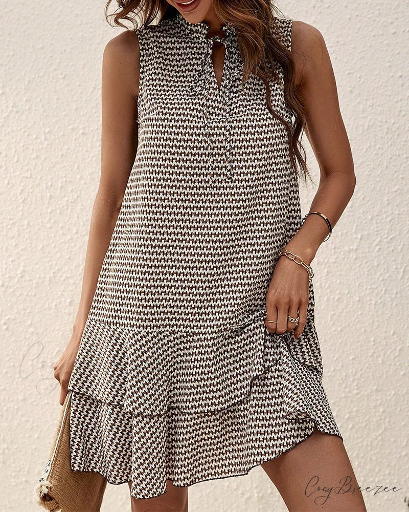 Striped V-neck Dress
