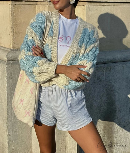 Striped Vintage Full Sleeve Knit Cardigan cardigans-241228